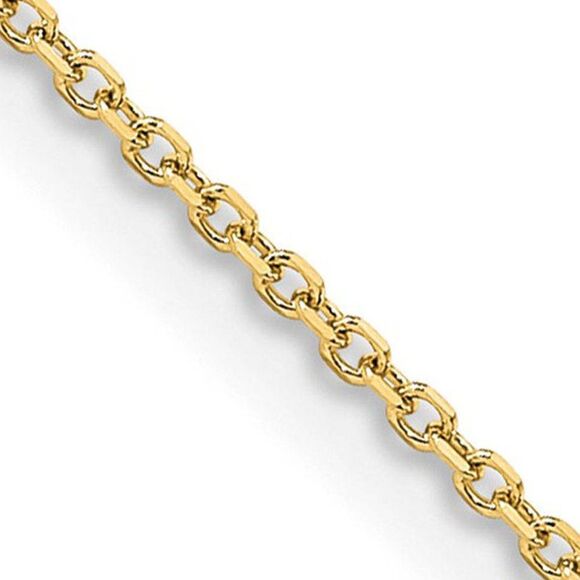 1mm 14K Yellow Gold Solid Diamond Cut Rolo Chain Necklace, 18 Inch - Picture 1 of 4